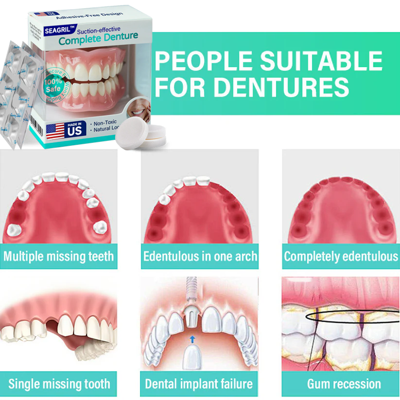 🔥Final 3 Hours: 70%OFF✅ Made and Shipped from the US|SEAGRIL™ Suction-fit Complete Denture 🍀